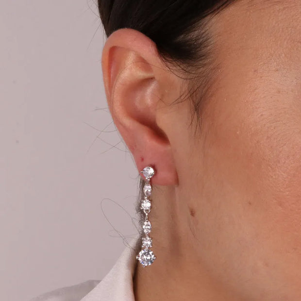 Orecchini in Argento 925 con zirconi bianchi pendenti