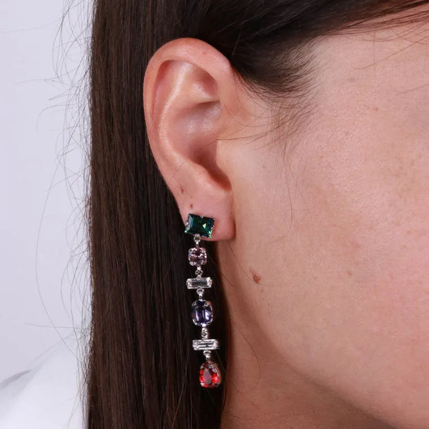 Orecchini in Argento 925 rodiato con cristalli colorati