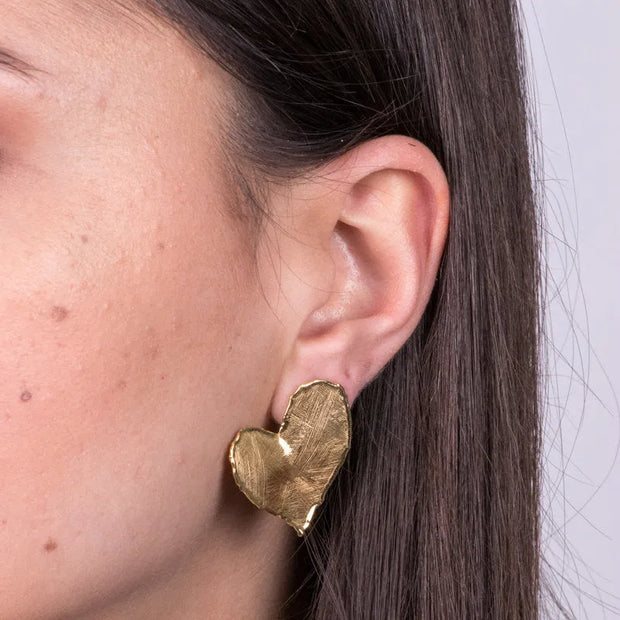 Orecchini in Argento 925 placcati oro a lobo cuore