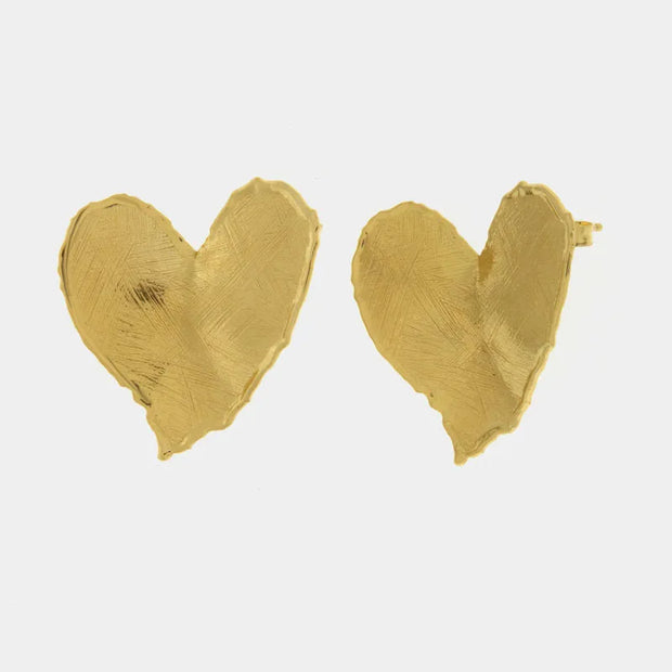 Orecchini in Argento 925 placcati oro a lobo cuore