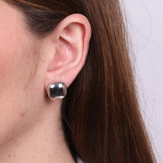 Orecchini in Argento 925 quadrato liscio a lobo