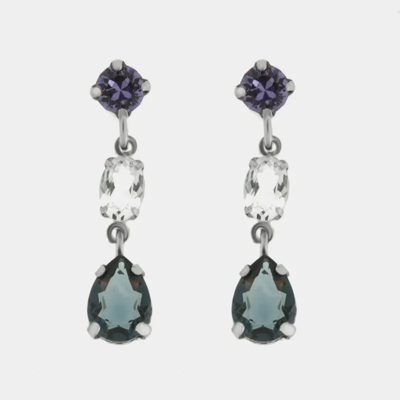 Orecchini in Argento 925 con cristalli grigio pendente