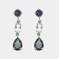 Orecchini in Argento 925 con cristalli grigio pendente