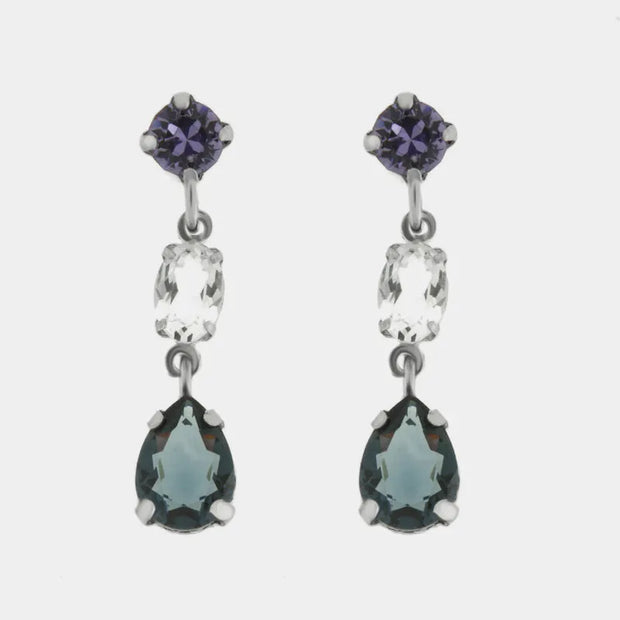 Orecchini in Argento 925 con cristalli grigio pendente