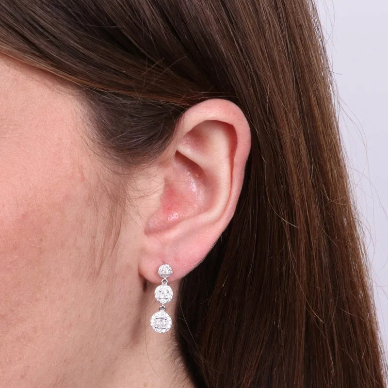 Orecchini in Argento 925 con cerchi pendenti zirconati