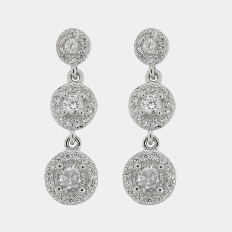 Orecchini in Argento 925 con cerchi pendenti zirconati