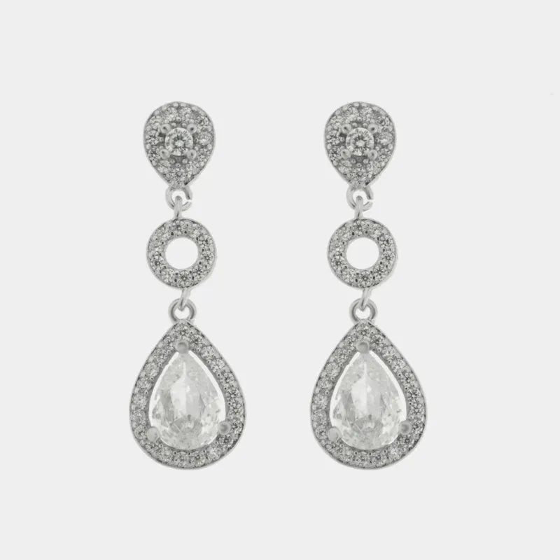 Orecchini in Argento 925 con zirconi ovali pendenti