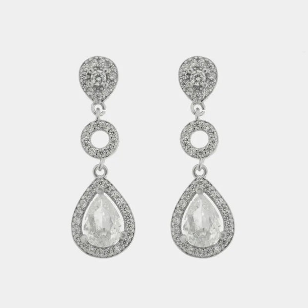 Orecchini in Argento 925 con zirconi ovali pendenti