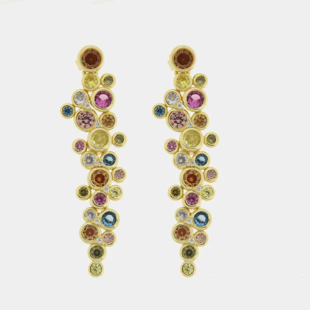 Orecchini in Argento 925 placcati oro con zirconi pendenti colorati