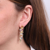 Orecchini in Argento 925 placcati oro con zirconi pendenti colorati