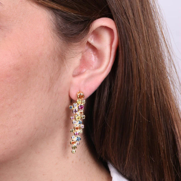 Orecchini in Argento 925 placcati oro con zirconi pendenti colorati