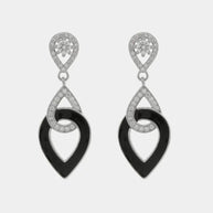 Orecchini in Argento 925 gocce intrecciate con smalto nero e zirconi