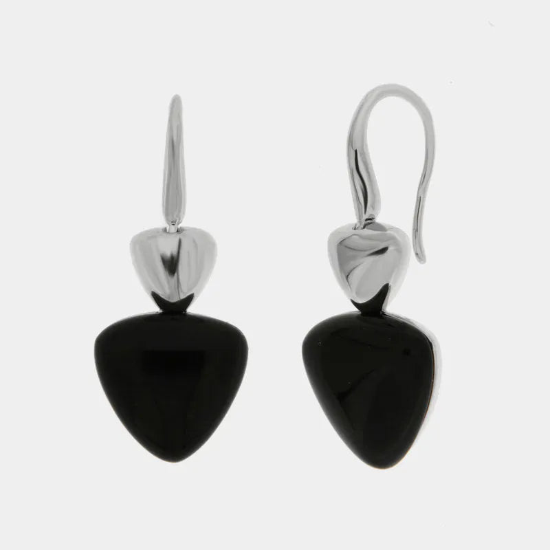 Orecchini in Argento 925 triangolo smaltato nero