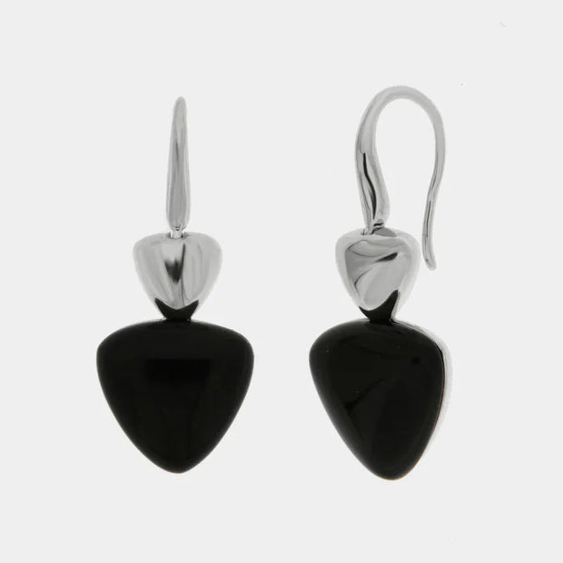 Orecchini in Argento 925 triangolo smaltato nero