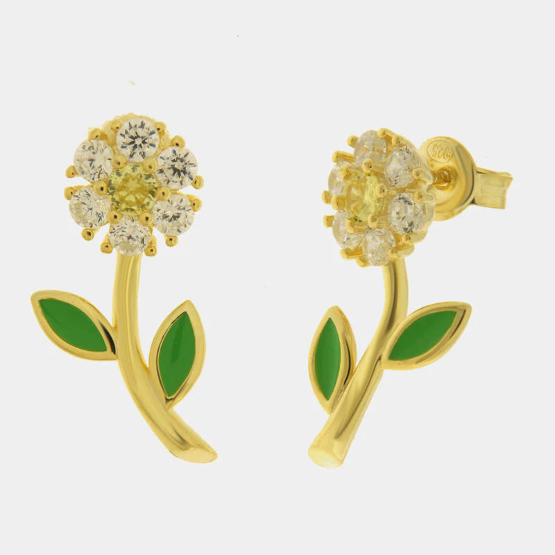 Orecchini in Argento 925 placcato oro a forma di margherita