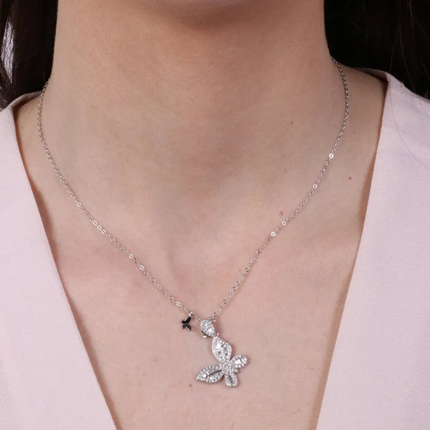 Collana in Argento 925 con farfalla impreziosita da zirconi