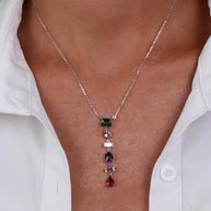 Collana in Argento 925 rodiato con cristalli colorati