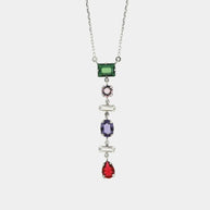 Collana in Argento 925 rodiato con cristalli colorati