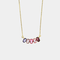 Collana in Argento 925 placcata oro giallo con cristalli nelle sfumature del rosa