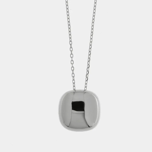 Collana in Argento 925 rodiato con quadrato liscio