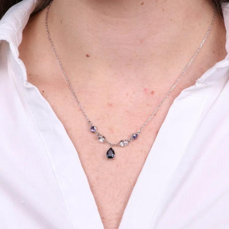 Collana in Argento 925 rodiato con cristalli grigi