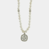 Collana in Argento 925 con perle e quadrato trasparente