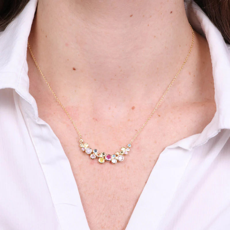 Collana in Argento 925 placcata oro con zirconi colorati