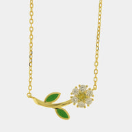Collana in Argento 925 placcata oro con margherita zirconata
