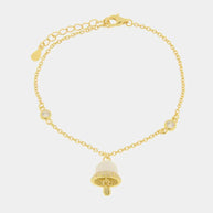 Bracciale in Argento 925 con campanella bianca pendente e zirconi