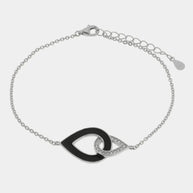 Bracciale in Argento 925 gocce intrecciate con smalto nero e zirconi