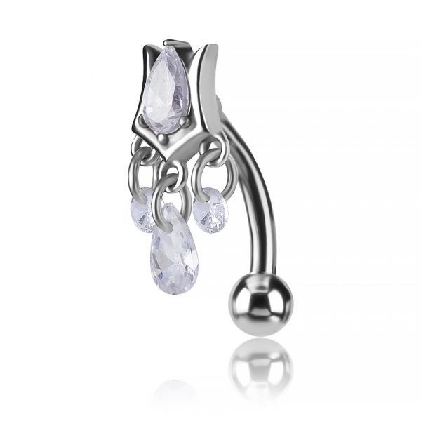 Piercing per l'ombelico con goccia e cristalli pendenti