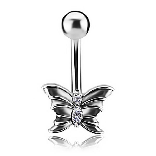 Piercin per ombelico con farfalla e cristalli
