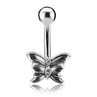 Piercin per ombelico con farfalla e cristalli