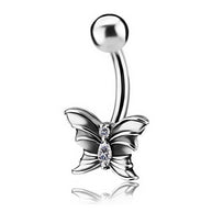 Piercin per ombelico con farfalla e cristalli