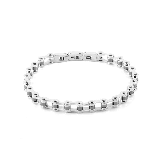 Bracciale catena bicicletta mix acciaio e metal gun