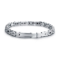 Bracciale uomo in ematite rodiata con targa