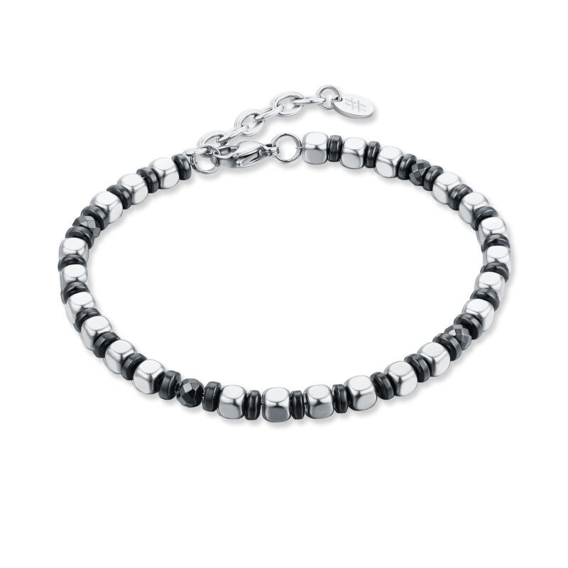 Bracciale in ematite con cubi rodiati