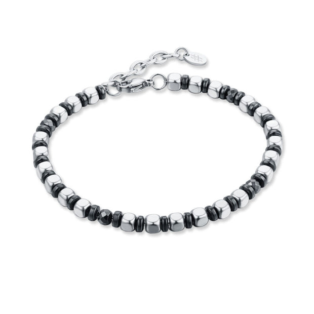 Bracciale in ematite con cubi rodiati
