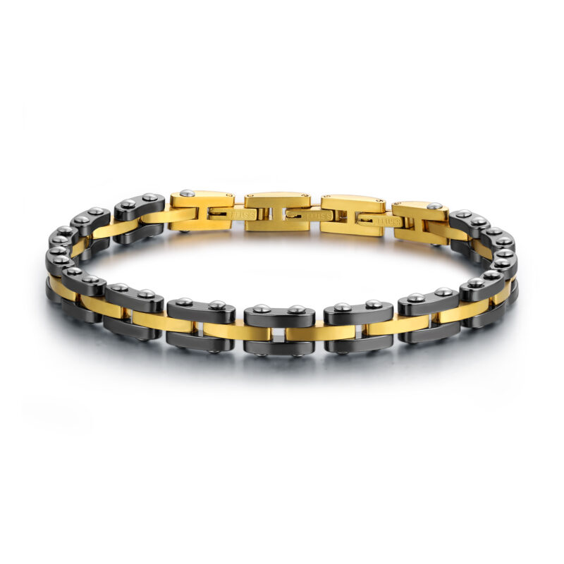 Bracciale uomo in ematite oro e nero