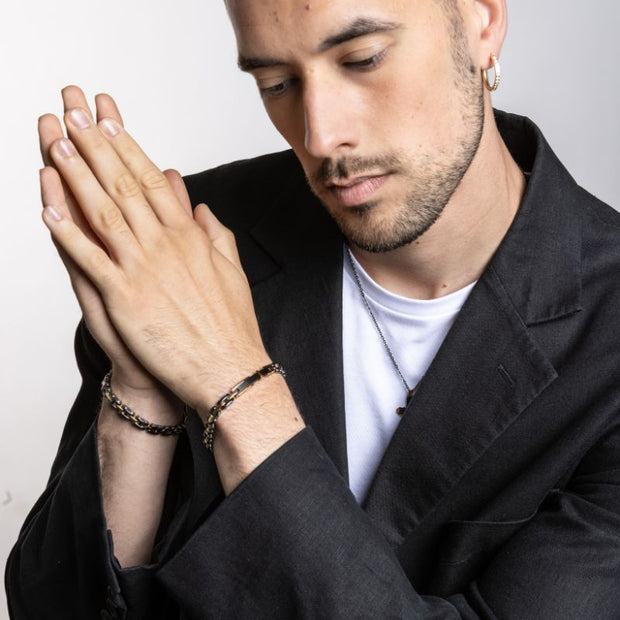Bracciale uomo in ematite oro e nero