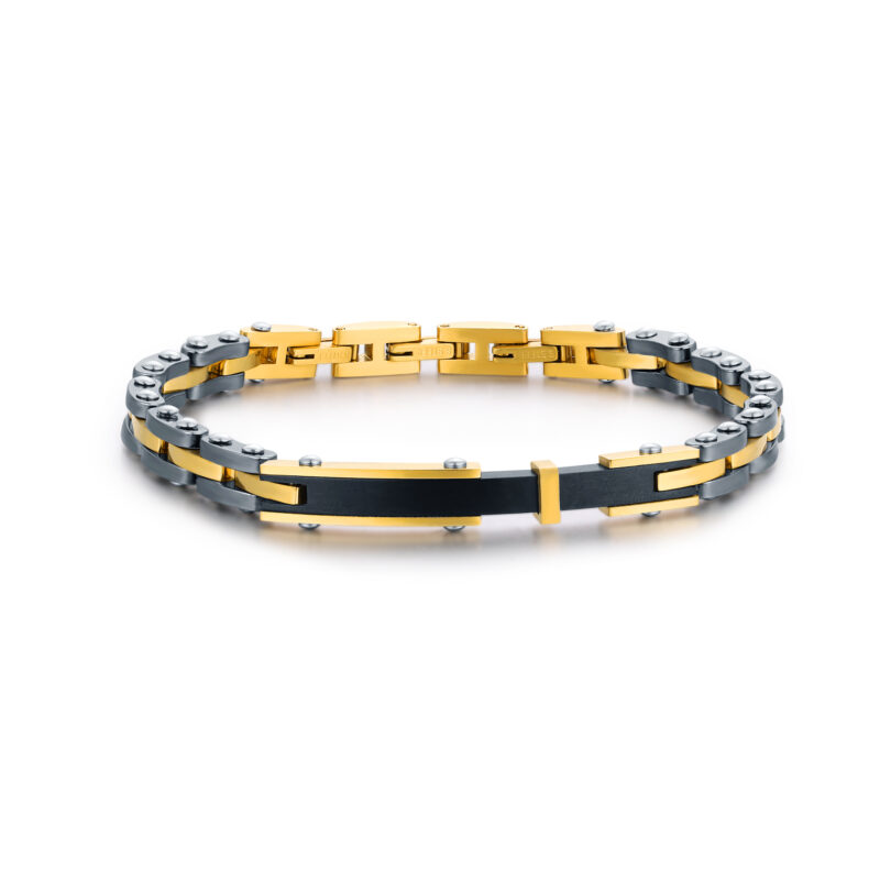 Bracciale uomo in ematite oro con targa