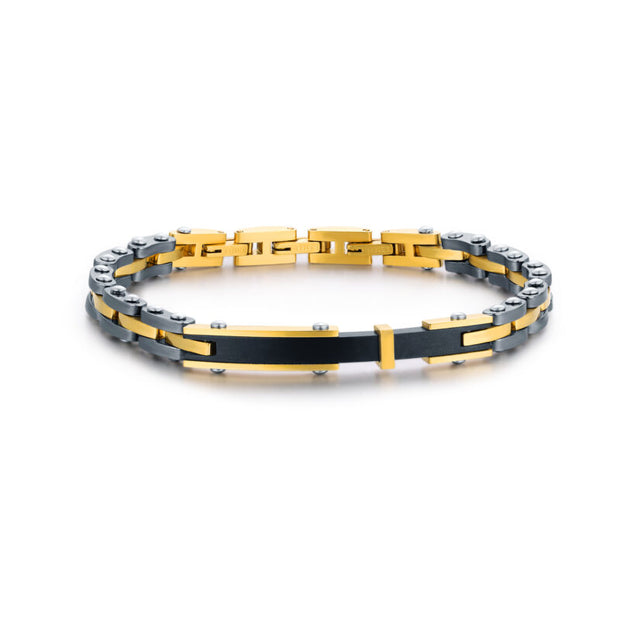 Bracciale uomo in ematite oro con targa