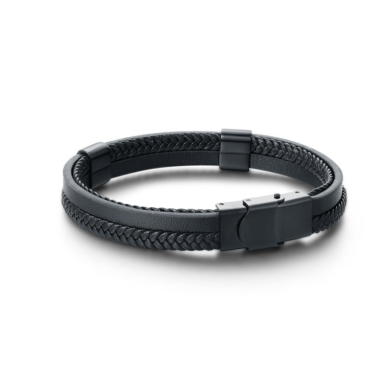 Bracciale in Similpelle Cinturino Nero Regolabile