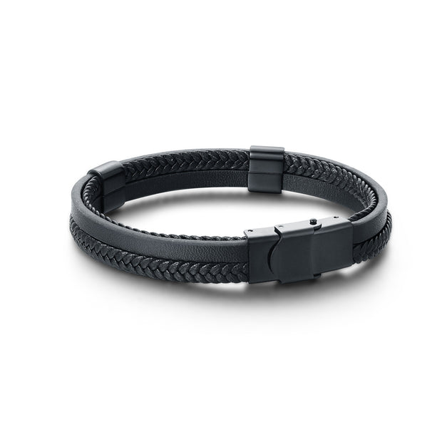 Bracciale in Similpelle Cinturino Nero Regolabile