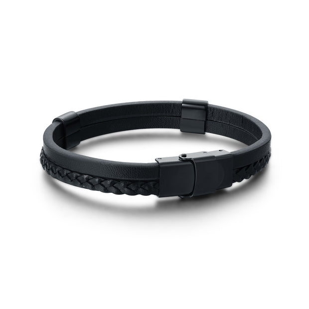 Bracciale in Similpelle Cinturino Nero doppio Regolabile regolabile