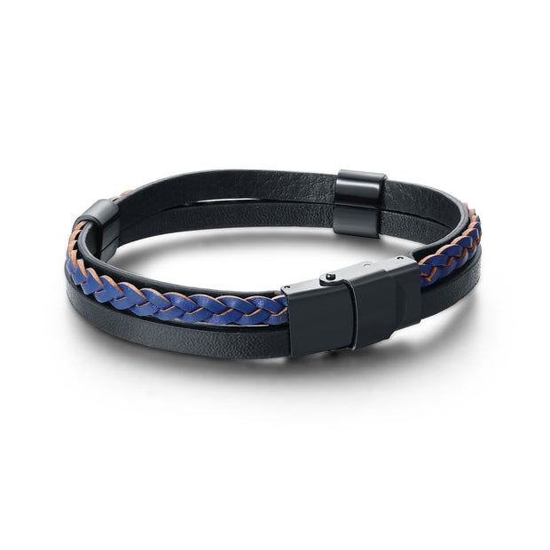 Bracciale in Similpelle Intreccio Blu Regolabile