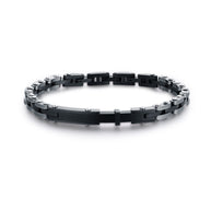 Bracciale uomo in ematite nero con targa