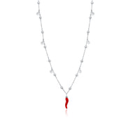 Collana donna con cornetto e cristalli bianchi