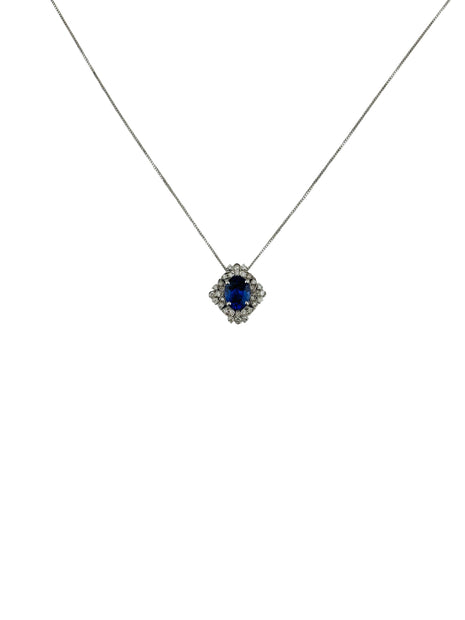 Collana in oro bianco 750% con diamanti e tanzanite