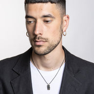 Collana uomo targa nera e pvd oro